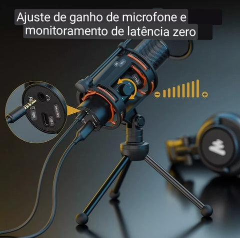 Microfone USB para PC especialmente para streaming, podcsting.