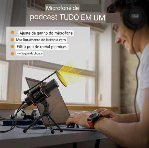 Microfone USB para PC especialmente para streaming, podcsting.