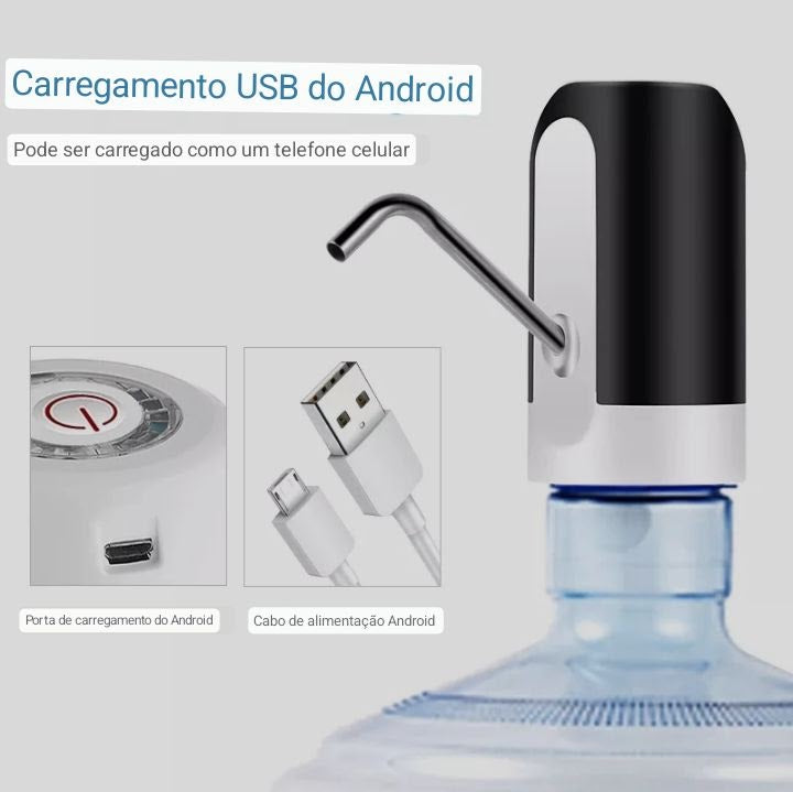 Bomba elétrica universal com carregador USB para galão de água