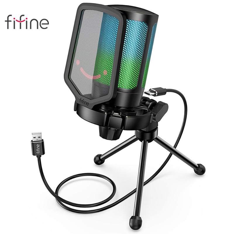 Microfone USB FIFINE ampligame para streaming e outros