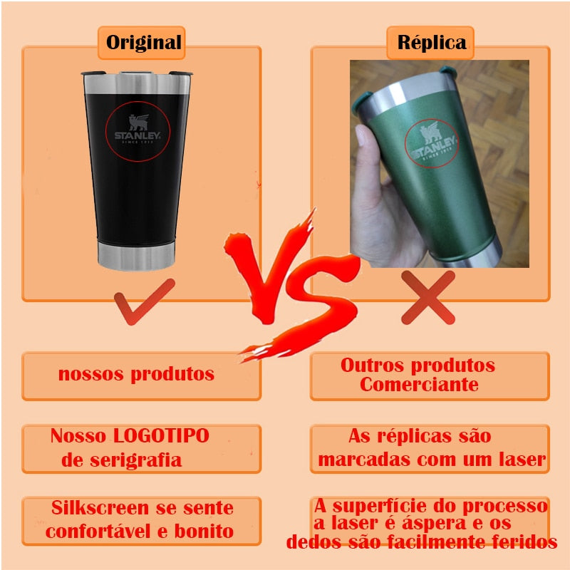 Copos de cerveja Stanley 473ml copo térmico com tampa abridor de garrafas aço inoxidável