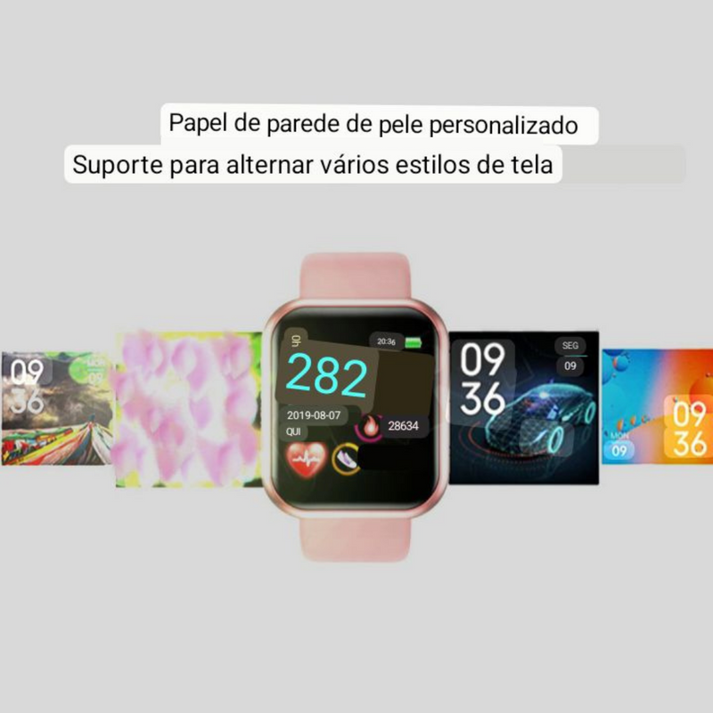 Smartwatch D20 Relógio Inteligente Monitor Cardíaco Fitness para homens Mulheres Relógios a prova d'água